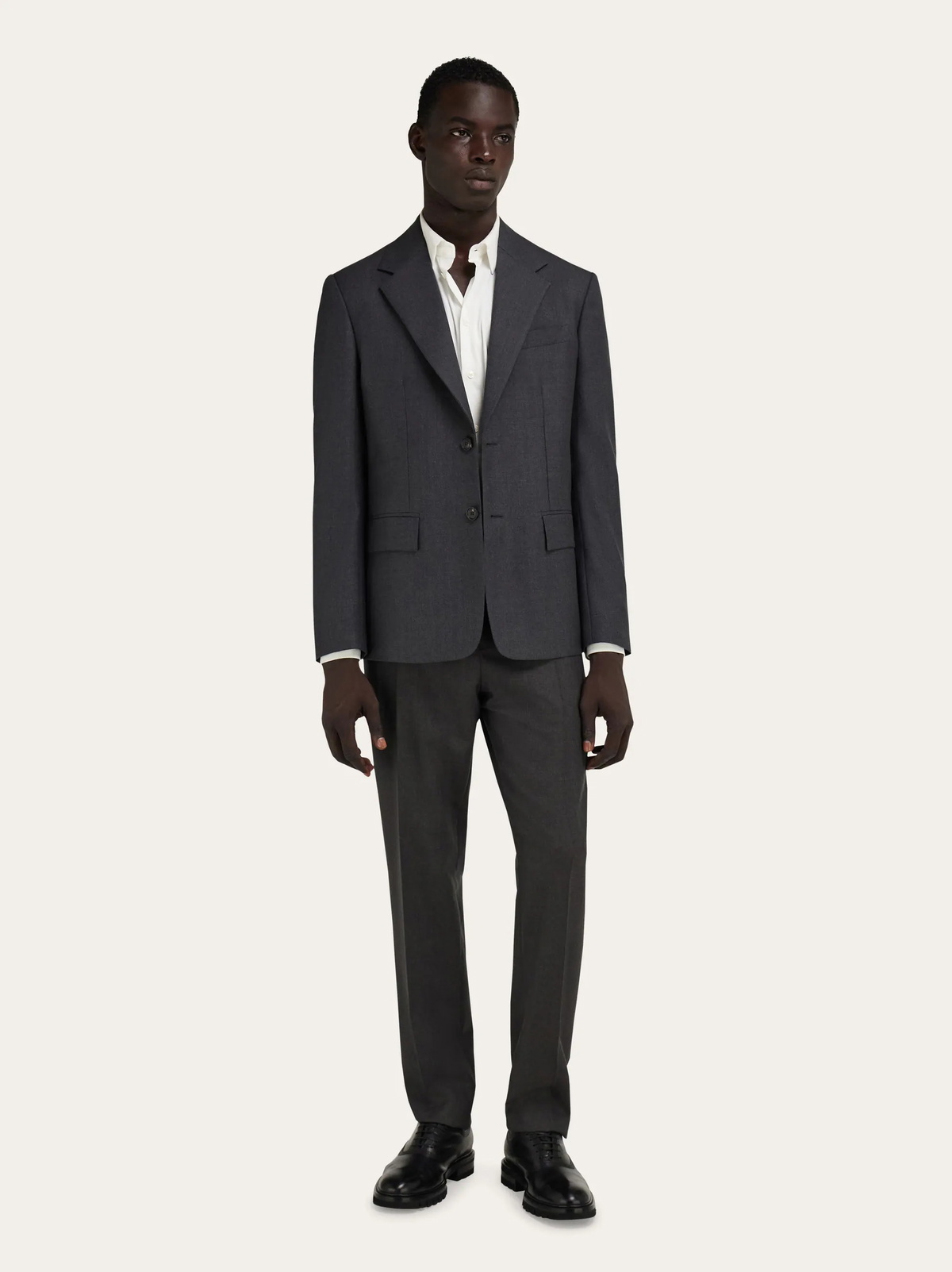 Ferragamo Mens Single-breasted pure wool blazer in Grey