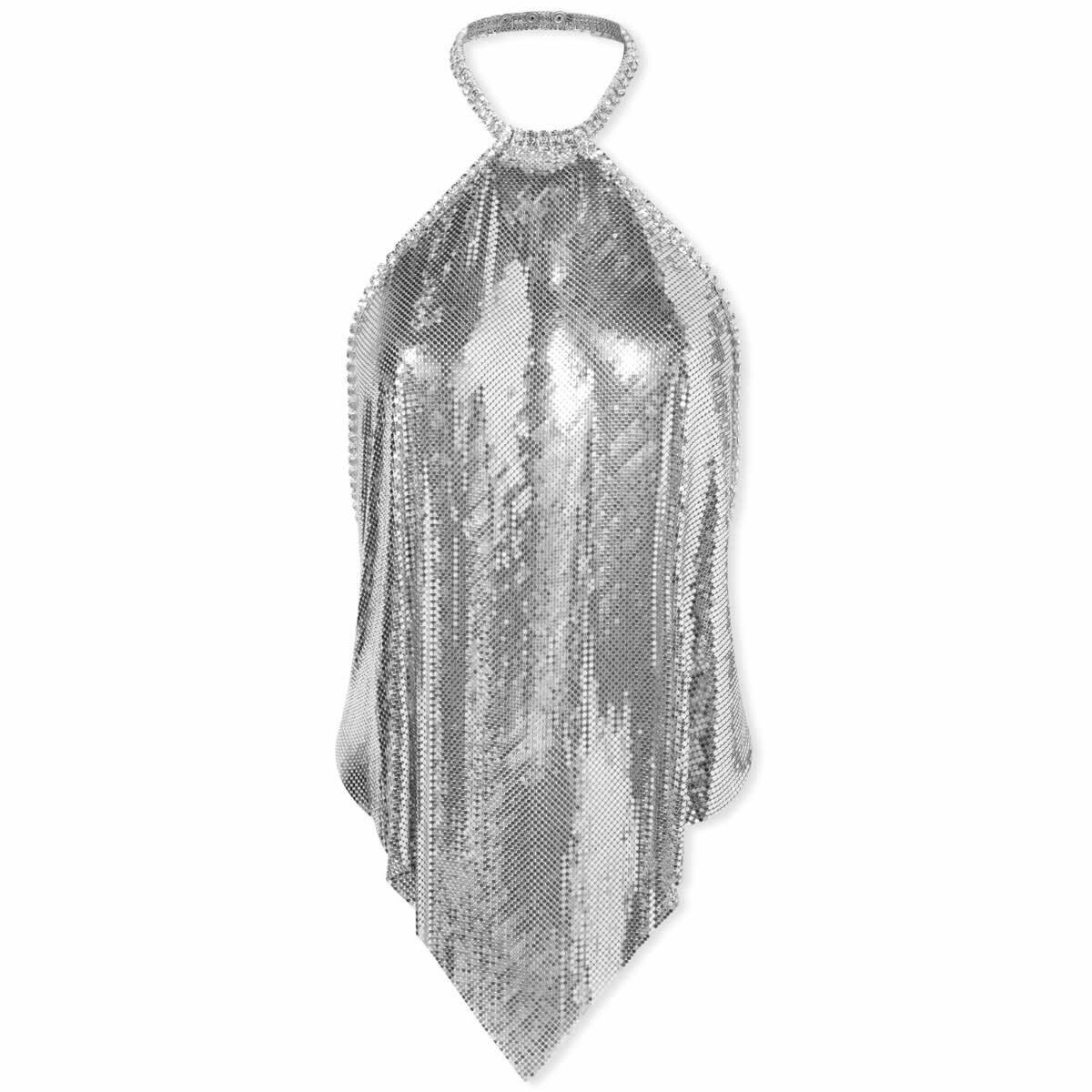 Rabanne 23PAA0132MET001P040 関税送料込 Paco Rabanne Women's Chain Mail Halter Neck Top in Silver