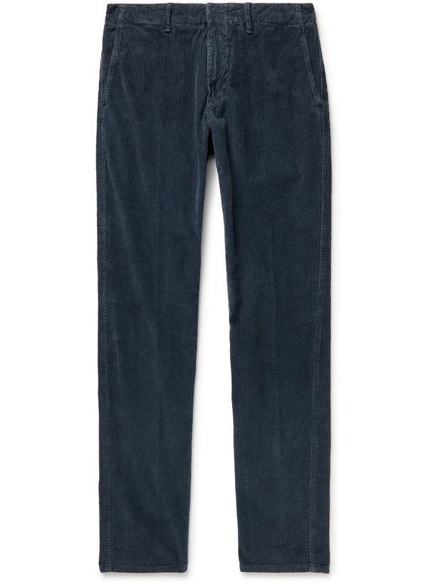 Photo: Incotex - Slim-Fit Cotton-Blend Corduroy Trousers - Blue