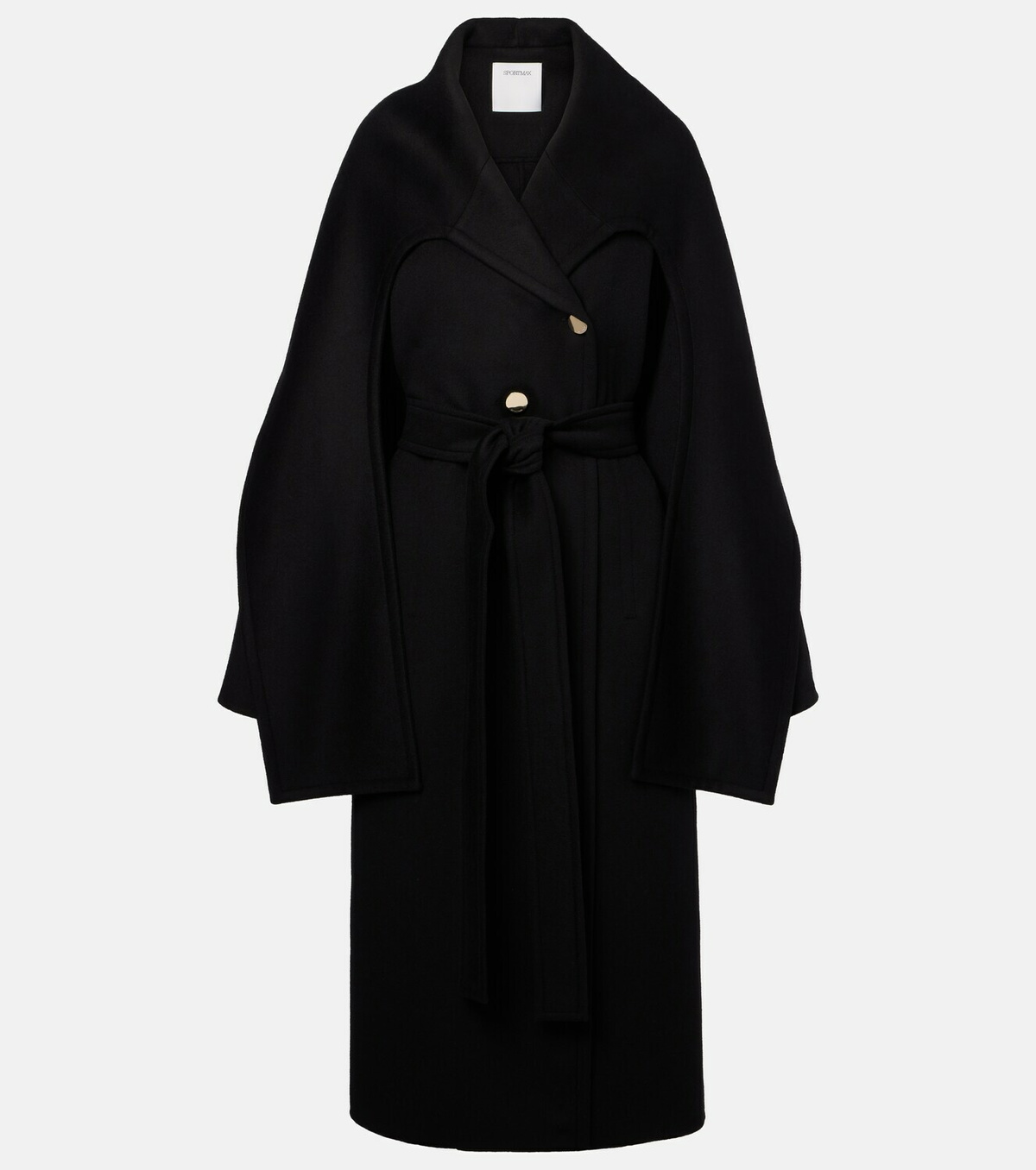 Sportmax Baldo scarf-detail virgin wool coat