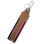 Loewe - Leather-Trimmed Striped Webbing Key Fob - Tan