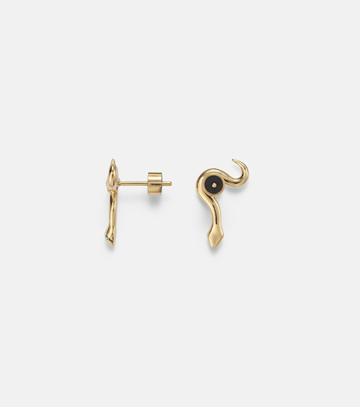 Ileana Makri Serpent Nest 18kt gold earrings with diamonds and emeralds