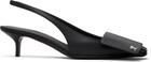 Courrèges Black Fold Leather Slingback Heels