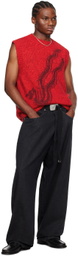 LU'U DAN Red Intarsia Vest