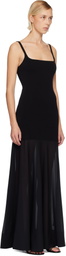St. Agni Black Sheer Silk Circle Hem Maxi Dress