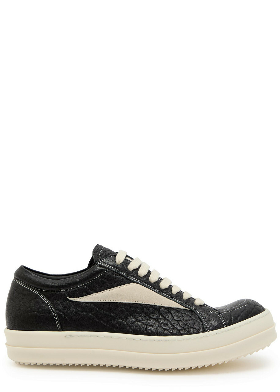 Rick Owens Vintage Panelled Grained Leather Sneakers Black