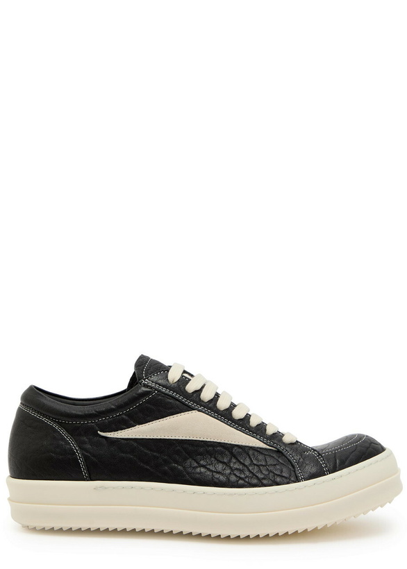 Photo: Rick Owens Vintage Panelled Grained Leather Sneakers Black