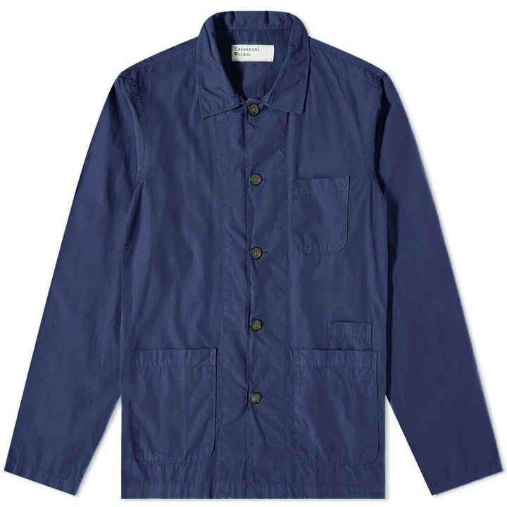 Photo: Universal Works Men's Fine Poplin Bakers Overshirt in Navy