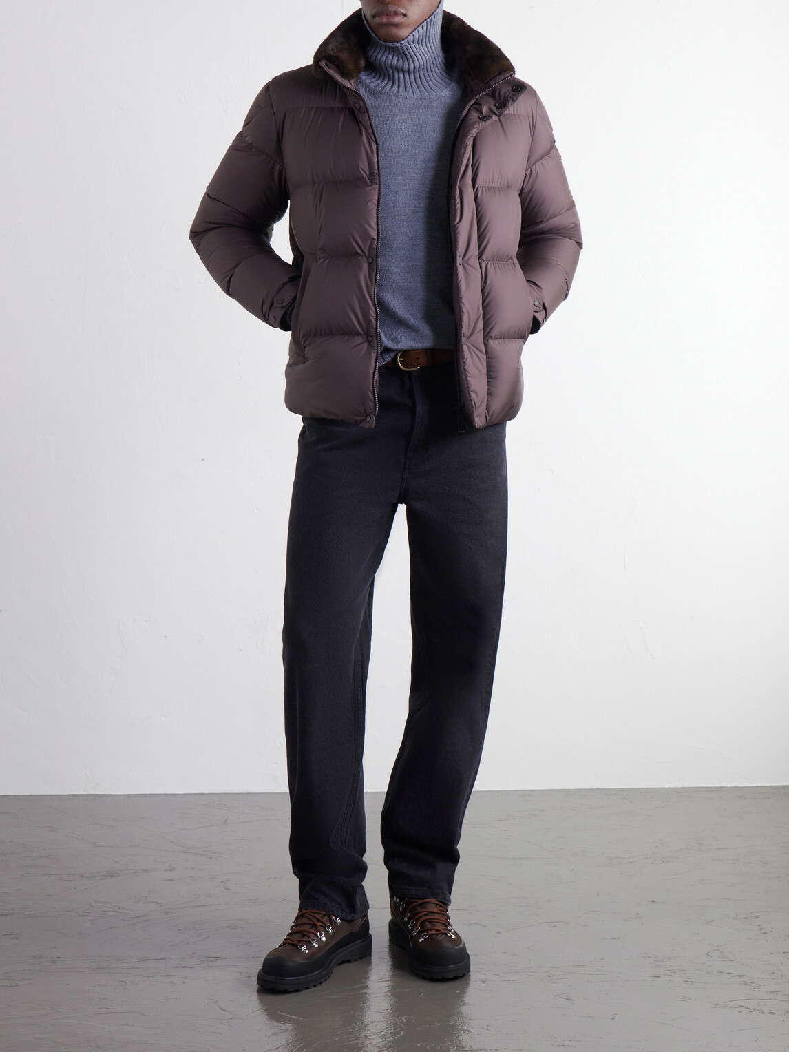 Moncler - Drisfall Plush-Trimmed Quilted Shell Down Jacket - Brown
