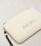 Jimmy Choo Logo shearling pouch with strap