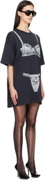 VAQUERA Black Trompe L'Oeil Tall Tee Minidress