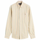 Polo Ralph Lauren Men's Button Down Stripe Oxford Shirt in Yellow Green Multi