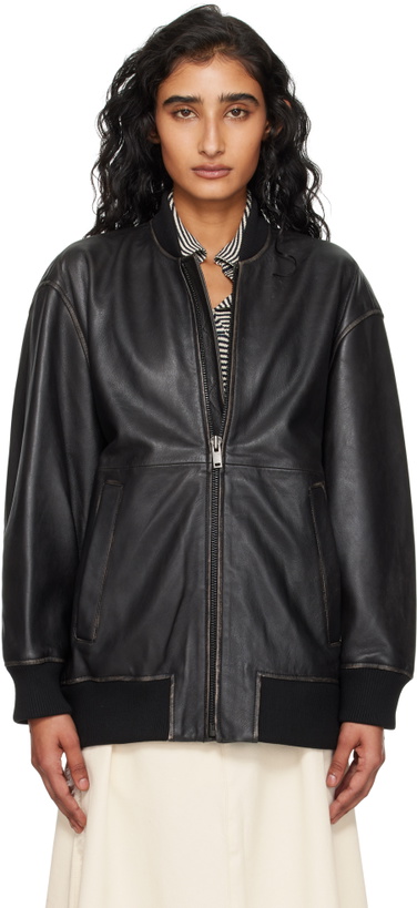 Photo: Weekend Max Mara Black Tattico Leather Jacket