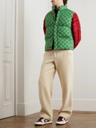ERL - Checked Quilted Cotton-Jacquard Down Gilet - Green