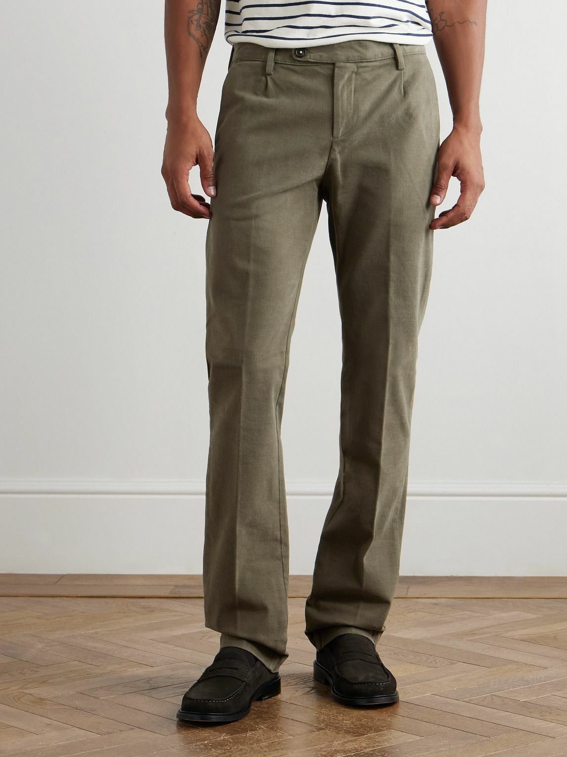 Massimo Alba - Straight-Leg Stretch-Cotton Gabardine Trousers - Green