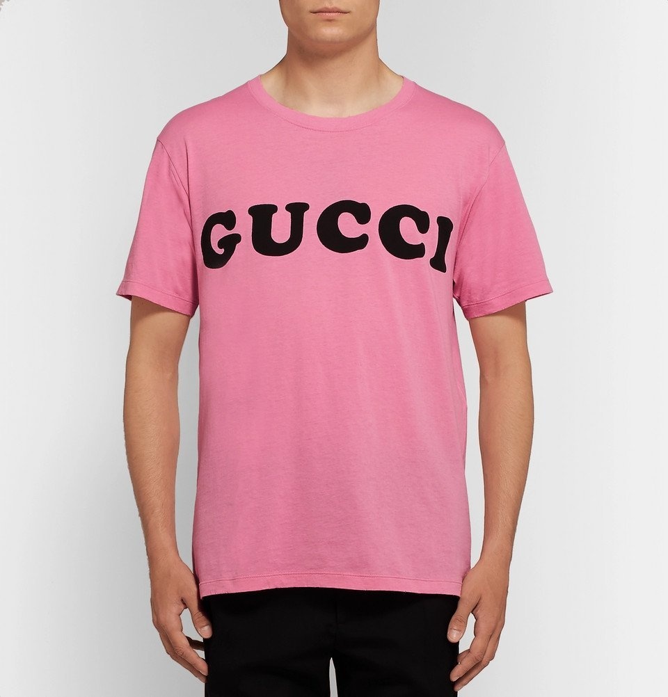 Gucci - Logo-Print Cotton-Jersey T-Shirt - Men - Pink Gucci