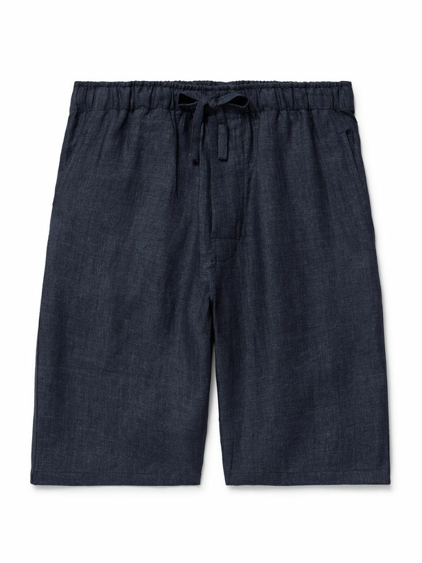 Photo: De Petrillo - Slim-Fit Straight-Leg Linen Drawstring Shorts - Blue