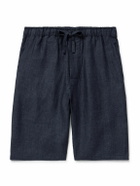 De Petrillo - Slim-Fit Straight-Leg Linen Drawstring Shorts - Blue