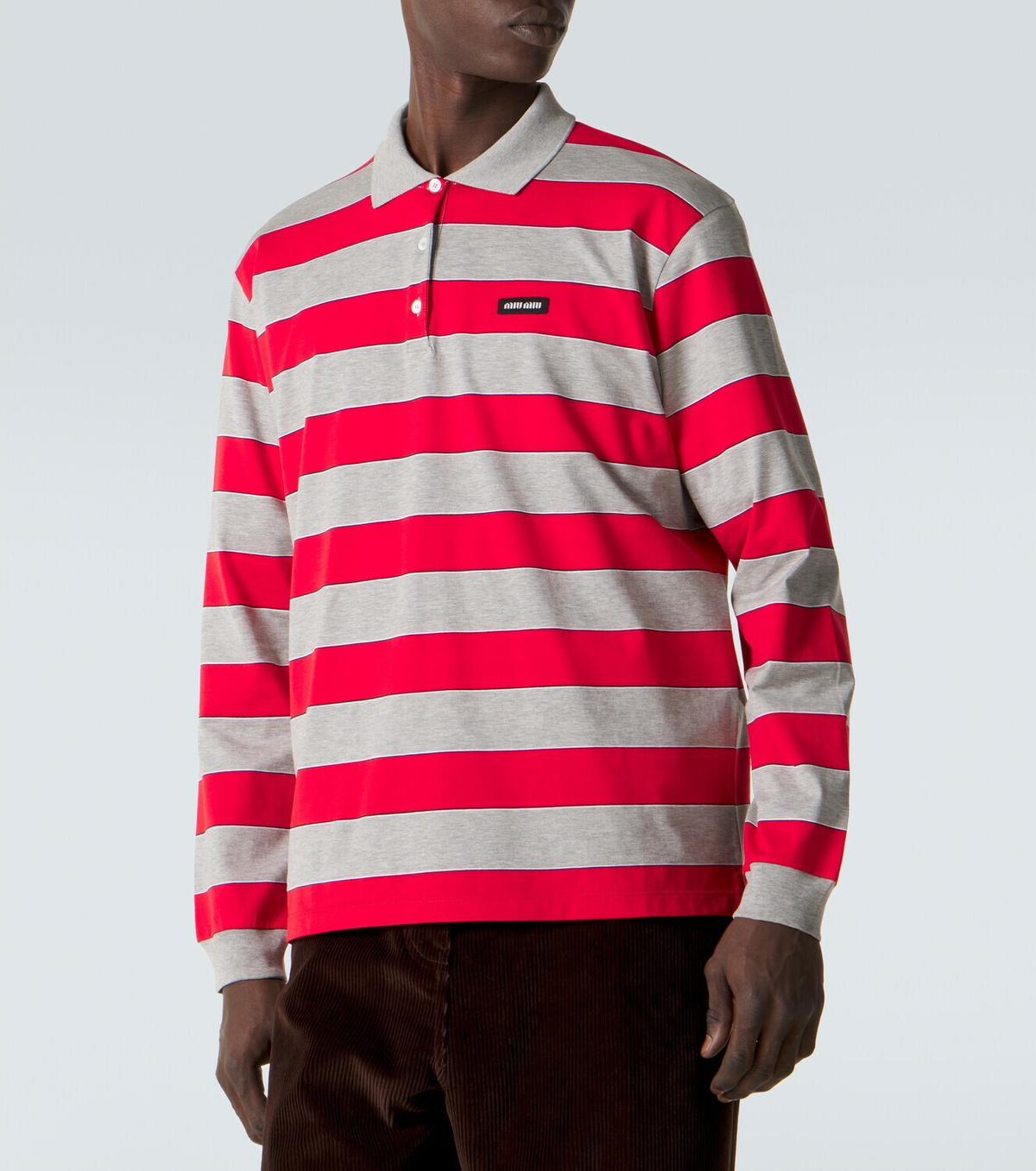 Miu Miu Striped cotton jersey polo shirt