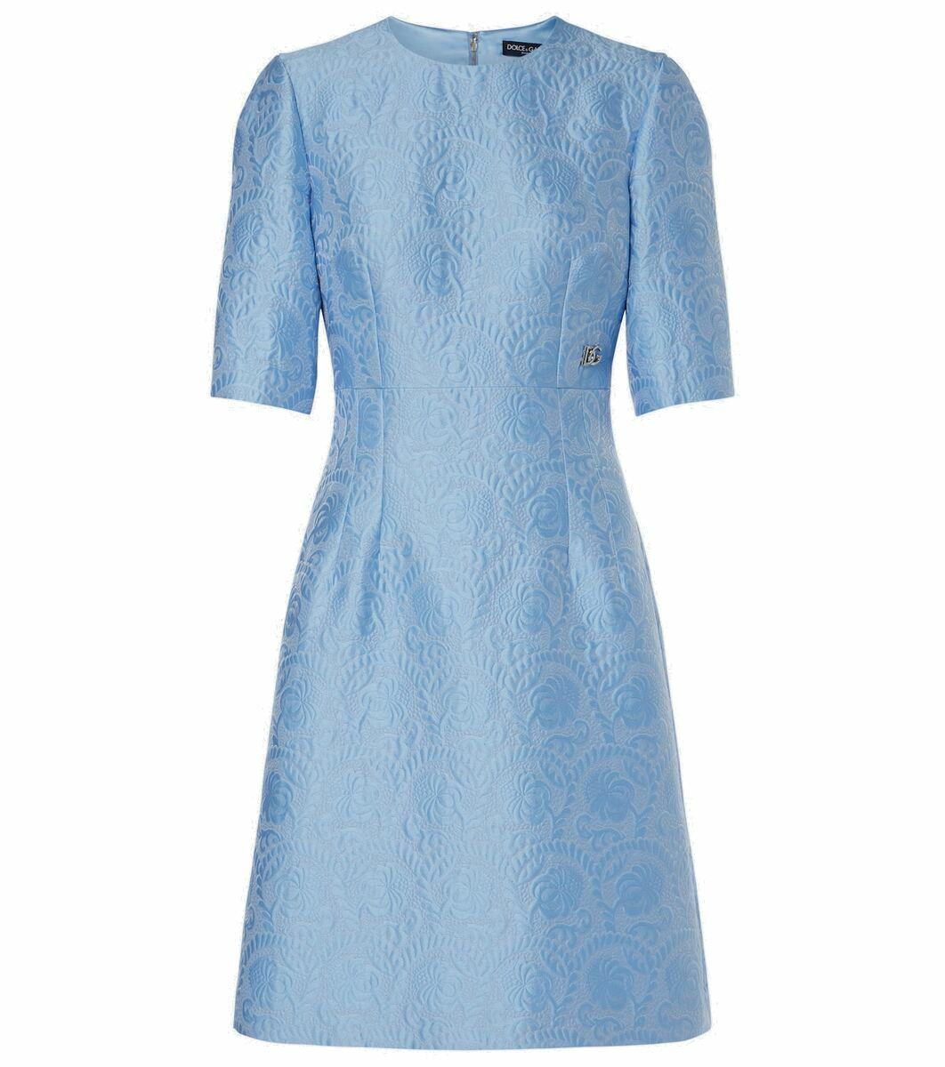 Dolce & Gabbana Pink Jacquard Sleeveless Shift Mini Dress