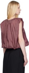 AMOMENTO Purple Nylon Volume Shirring Top