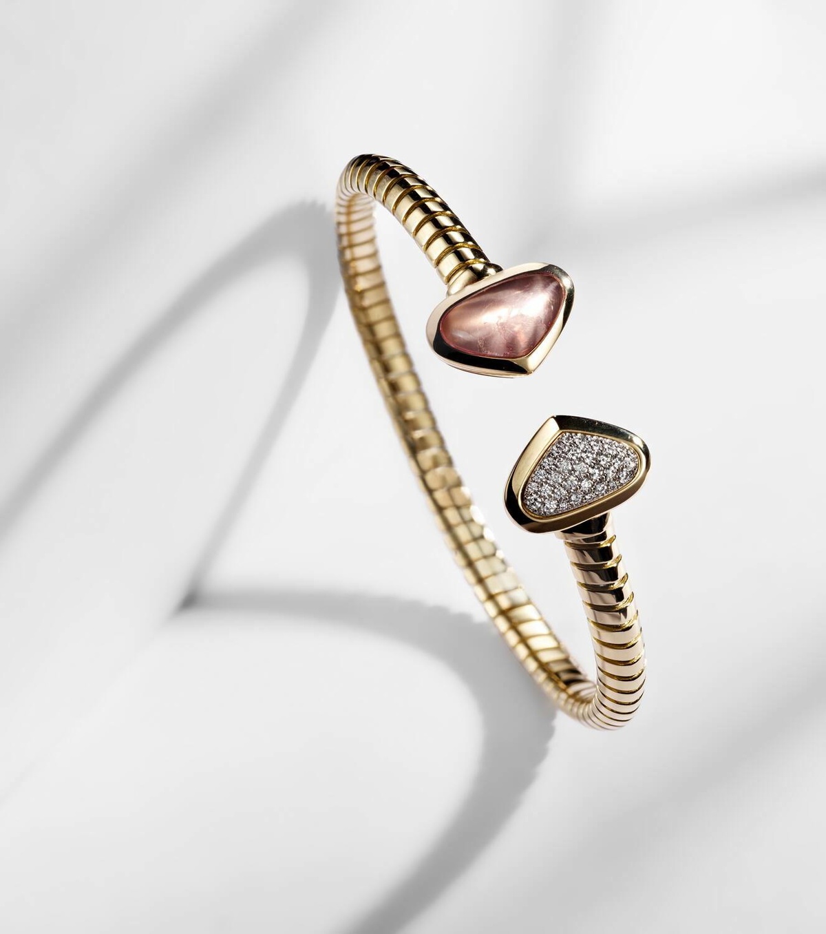 Marina B Trisolina Castagna 18kt gold cuff bracelet with diamonds and quartz