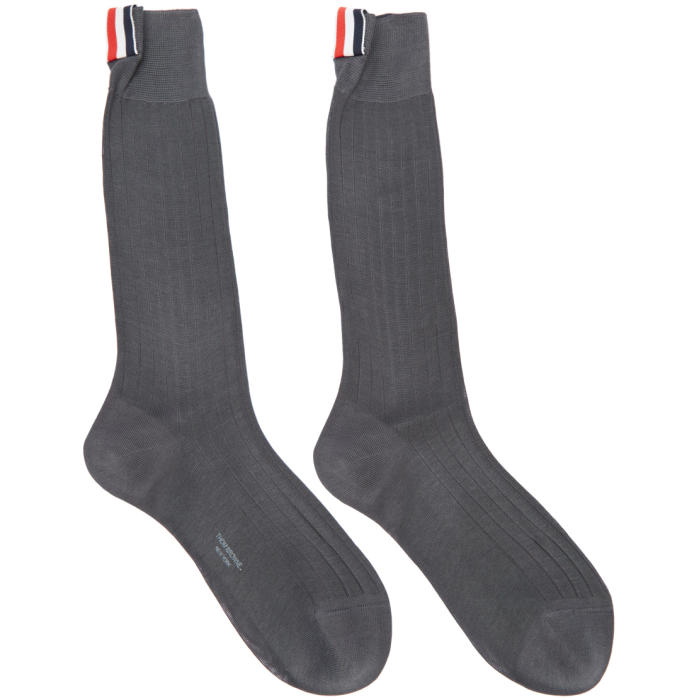 Photo: Thom Browne Grey Ribbed Socks