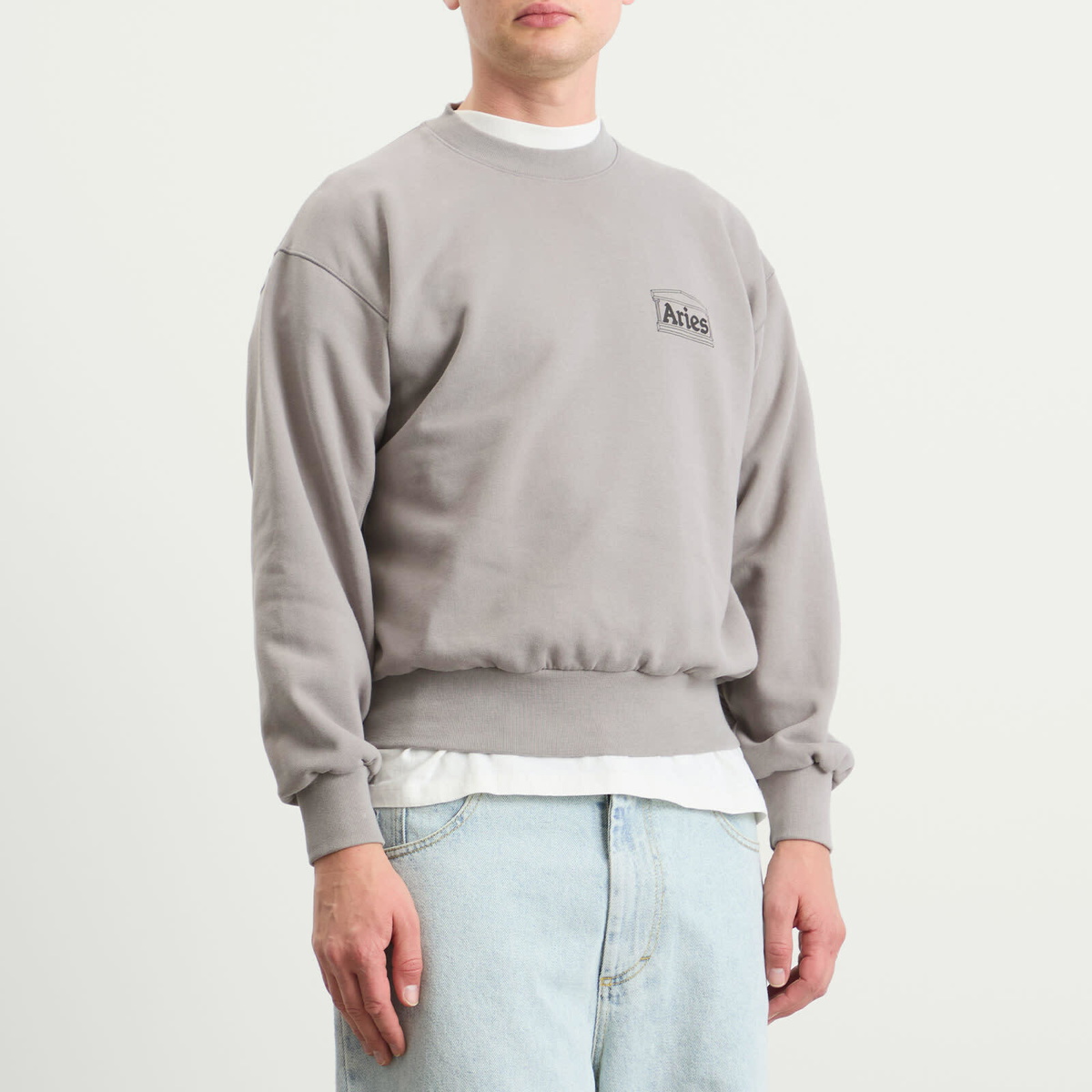 Aries Men's Mini Temple Sweatshirt in Grey