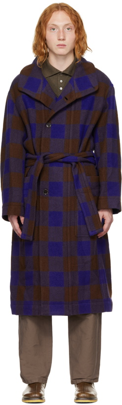 Photo: Lemaire Blue & Brown Bathrobe Coat