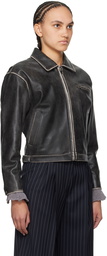 OPEN YY SSENSE Exclusive Black Leather Jacket