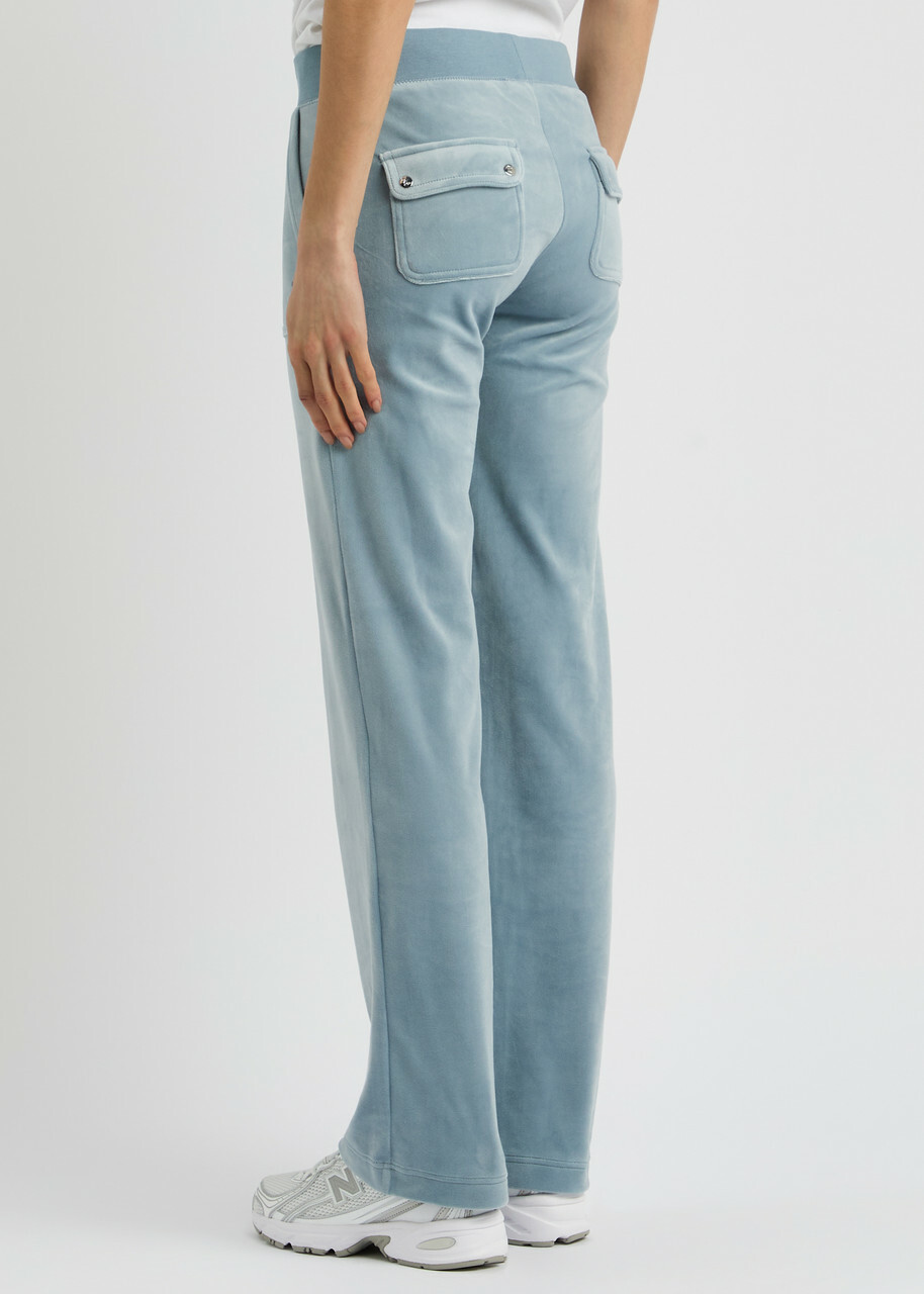 Juicy Couture Del Ray Logo-embroidered Velour Sweatpants Light Blue