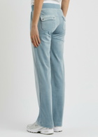 Juicy Couture Del Ray Logo-embroidered Velour Sweatpants Light Blue