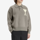 AMI Paris Men's Off White ADC Polo in Ash/Off White