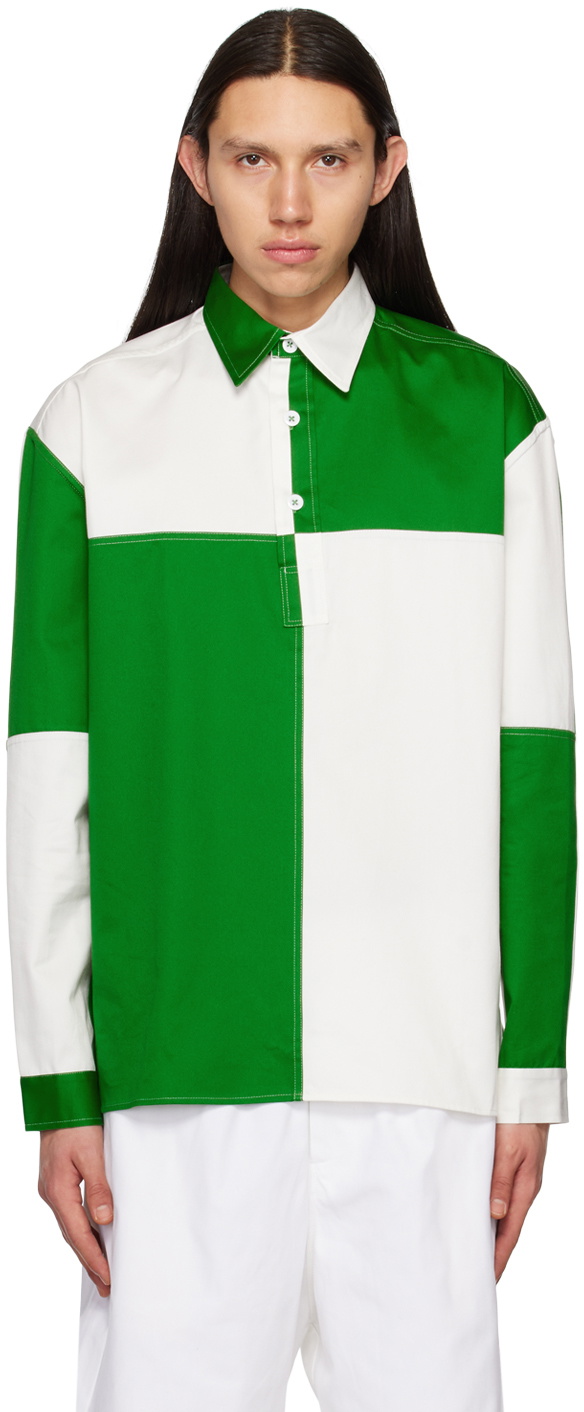 3MAN Green & White Colorblock Polo