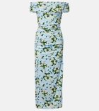 Carolina Herrera Floral ruched jersey midi dress
