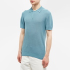 A.P.C. Men's Fred Knit Polo Shirt in Blue Grey