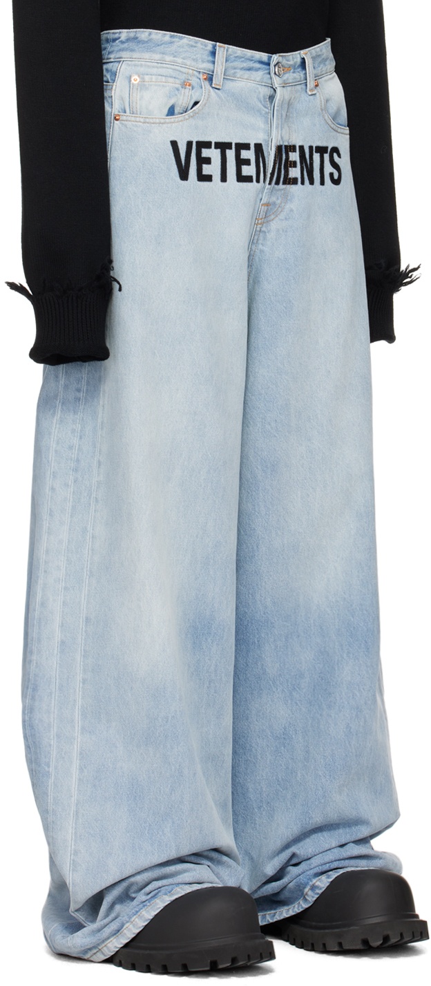 VETEMENTS Blue Embroidered Jeans Vetements