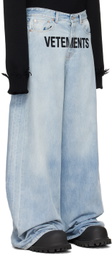 VETEMENTS Blue Embroidered Jeans