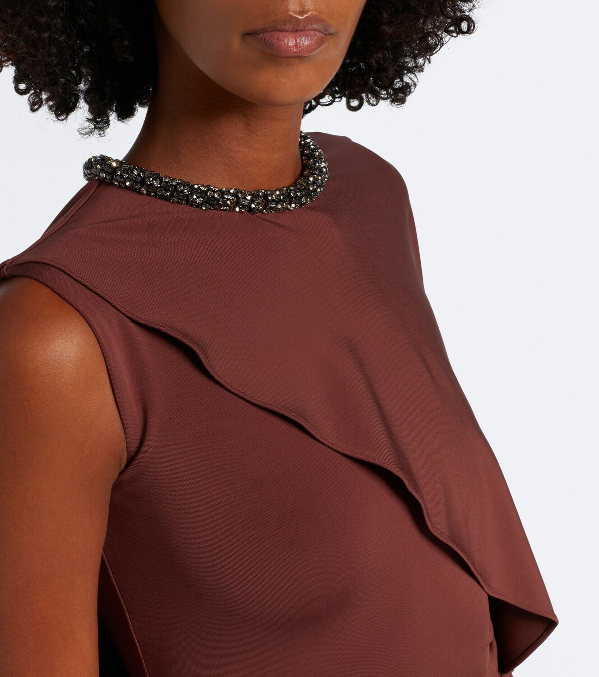 Roland Mouret Crystal-embellished jersey maxi dress