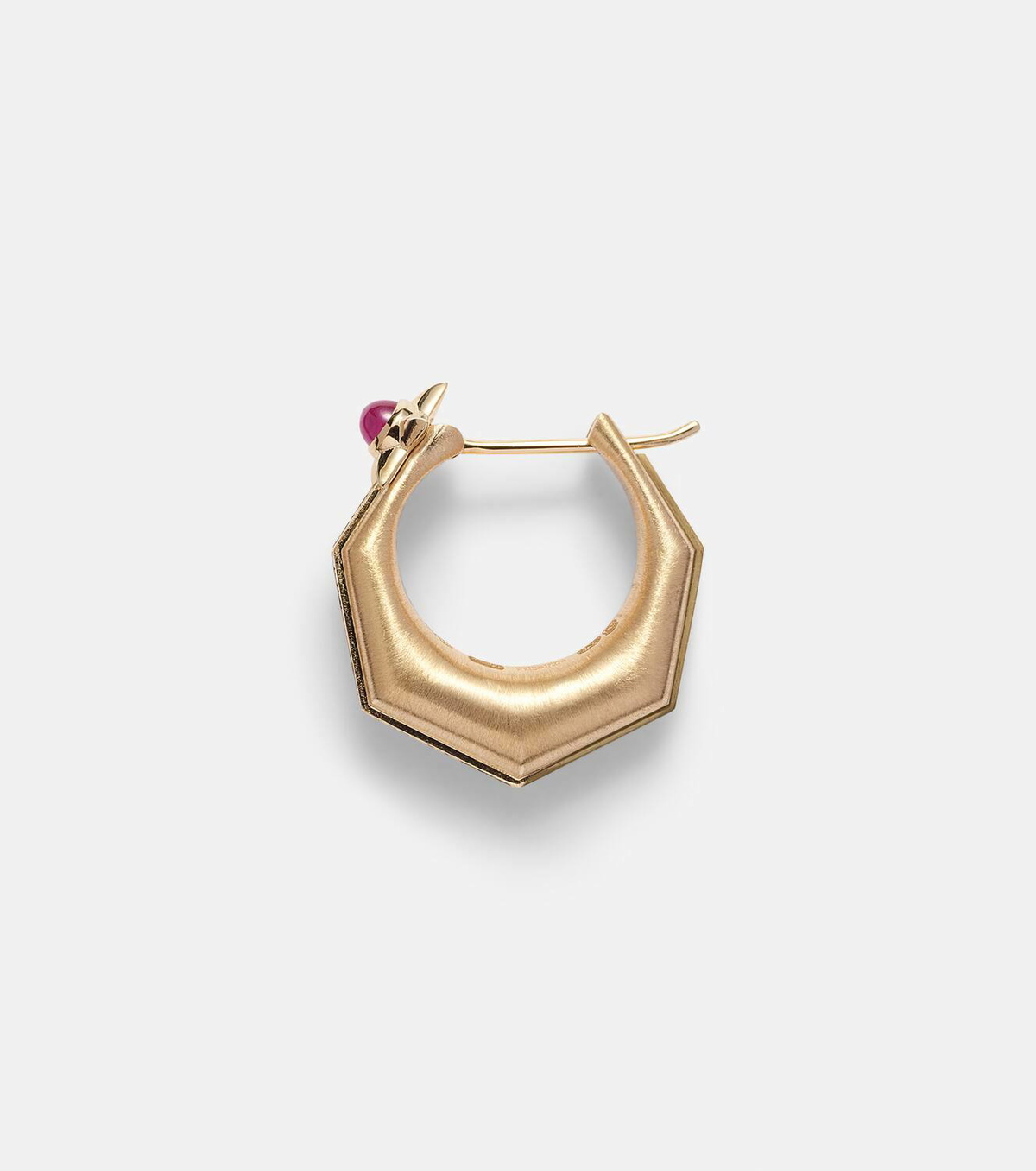 Marie Lichtenberg Baba Medium 18kt gold single hoop earring with diamonds and ruby