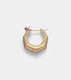 Marie Lichtenberg Baba Medium 18kt gold single hoop earring with diamonds and ruby