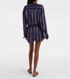 Asceno Franca striped silk charmeuse pajama shorts