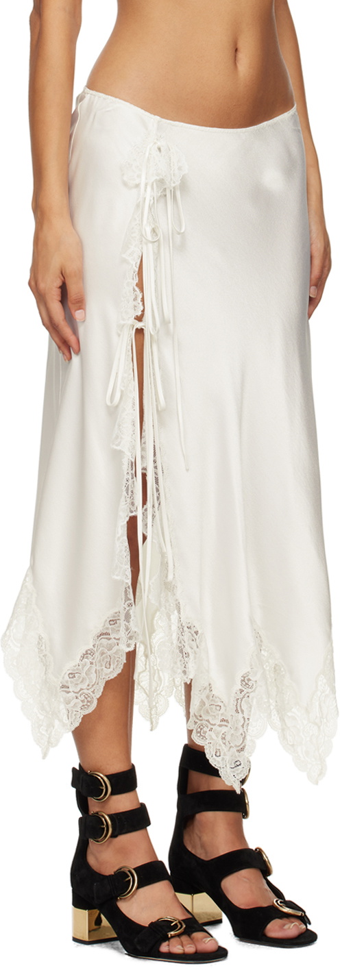 Chloé Off-White Lace Trim Midi Skirt