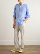 Polo Ralph Lauren - Button-Down Collar Logo-Embroidered Linen Shirt - Blue