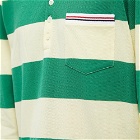 Thom Browne Men's Striped Pocket Rugby Shirt in Green/Light Yellow