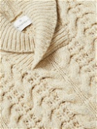 Kingsman - Shawl-Collar Cable-Knit Donegal Wool Sweater - Neutrals