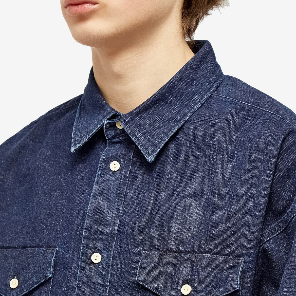 Visvim Men's SS Sculpture Pioneer Damaged Shirt in Indigo Visvim