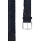 Loro Piana - 3.5cm Suede and Leather-Trimmed Woven Canvas Belt - Blue