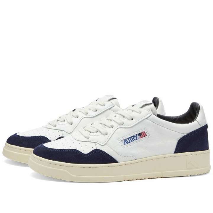 Photo: Autry Men's Medalist Goat Leather Suede Sneakers in Suede White/Ink