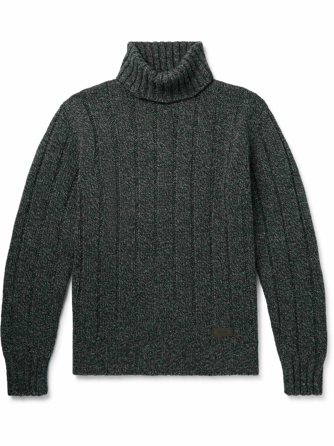 Photo: Tod's - Logo-Appliquéd Ribbed Wool-Blend Rollneck Sweater - Gray
